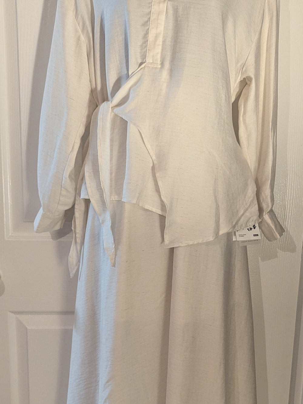 Wanguhui Cream 2 Piece Wrap Top Full Midi Skirt Set Size S NWT